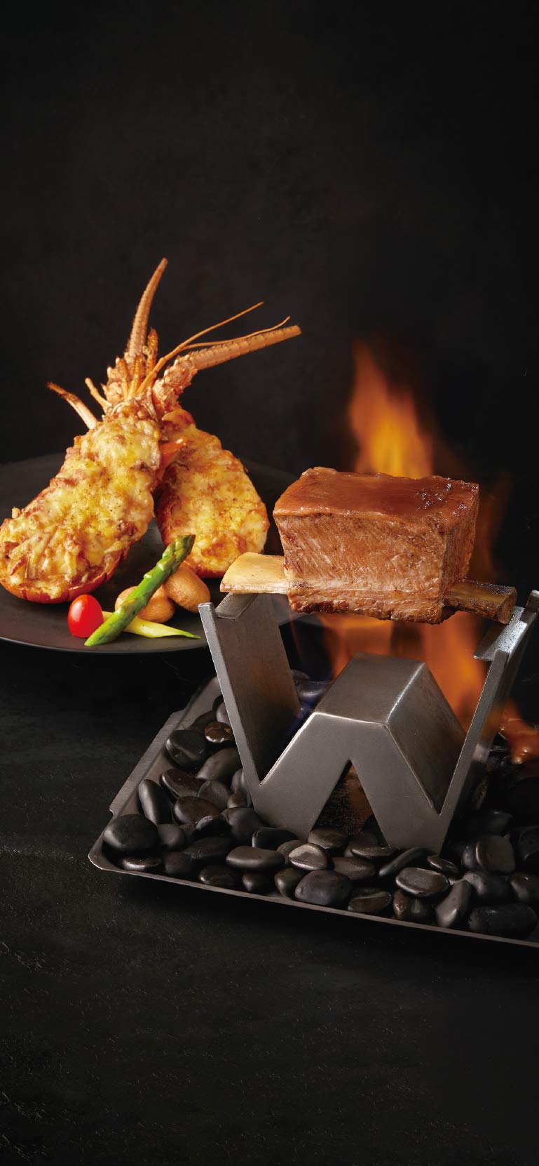 烈焰王品牛小排佐法式焗龍蝦