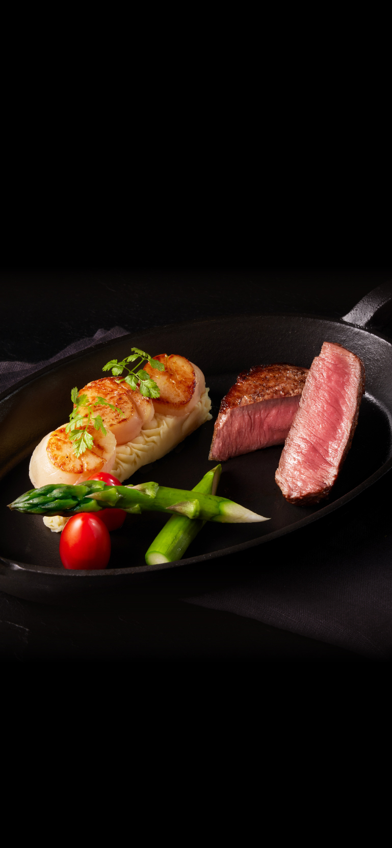 嫩煎菲力佐干貝