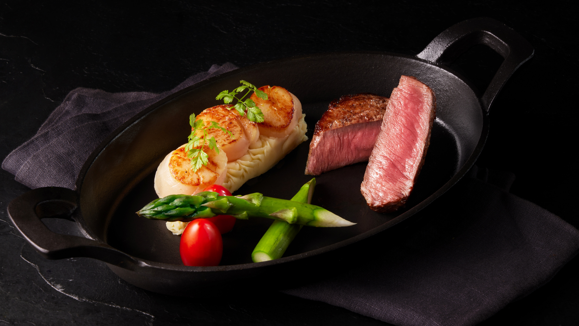 嫩煎菲力佐干貝